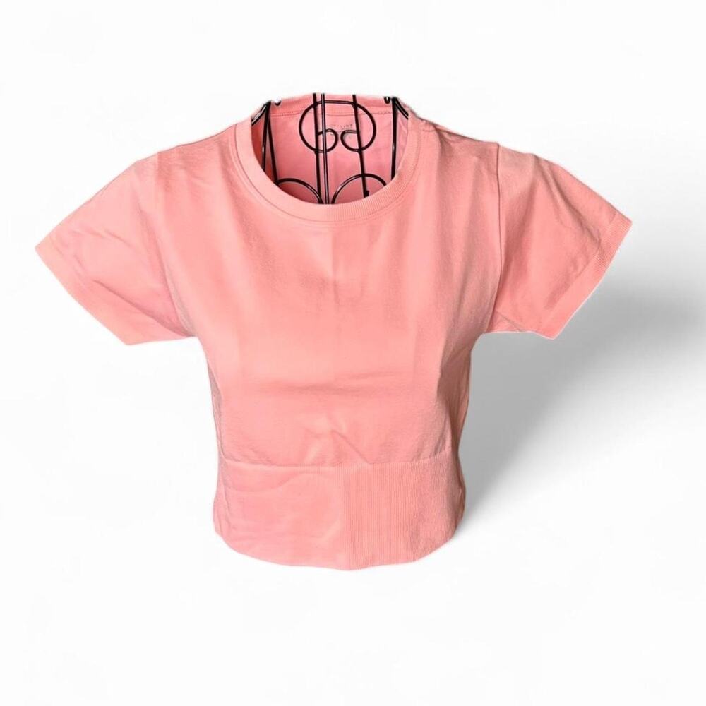OFFLINE by Aerie Pink Ribbed Seamless Cropped Tee - Size M